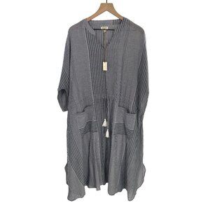 World Market Kaftan Maxi Dress Womens ONE SIZE V-Neck Cover Up Striped Boho New